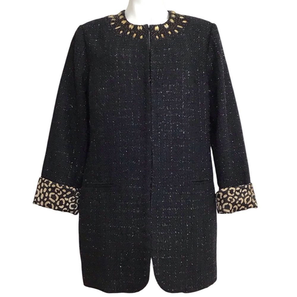 Chico’s Black Ani-Glam Meo Jacket New Size 2